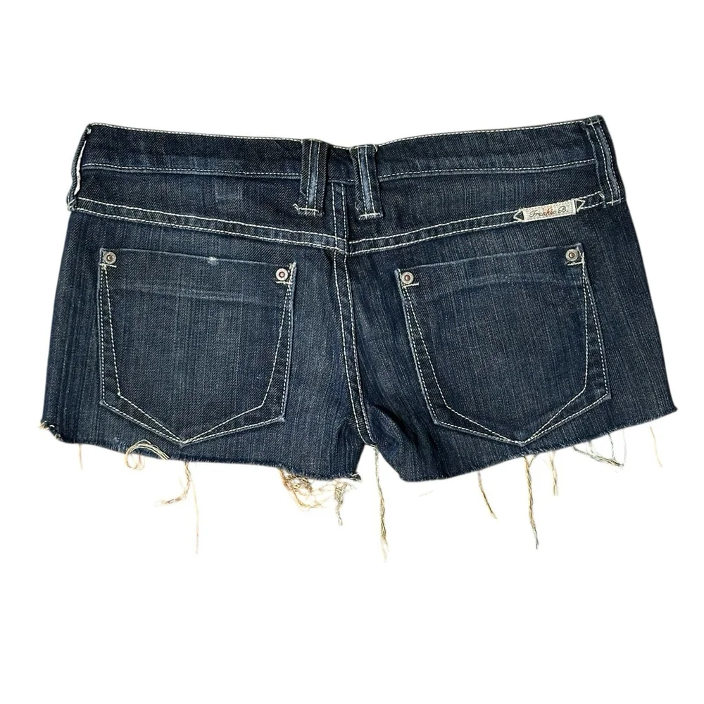 Frankie B Dark Wash Cut Off Micro Mini Low Rise Denim Shorts VTG Y2K 6 Iconic!